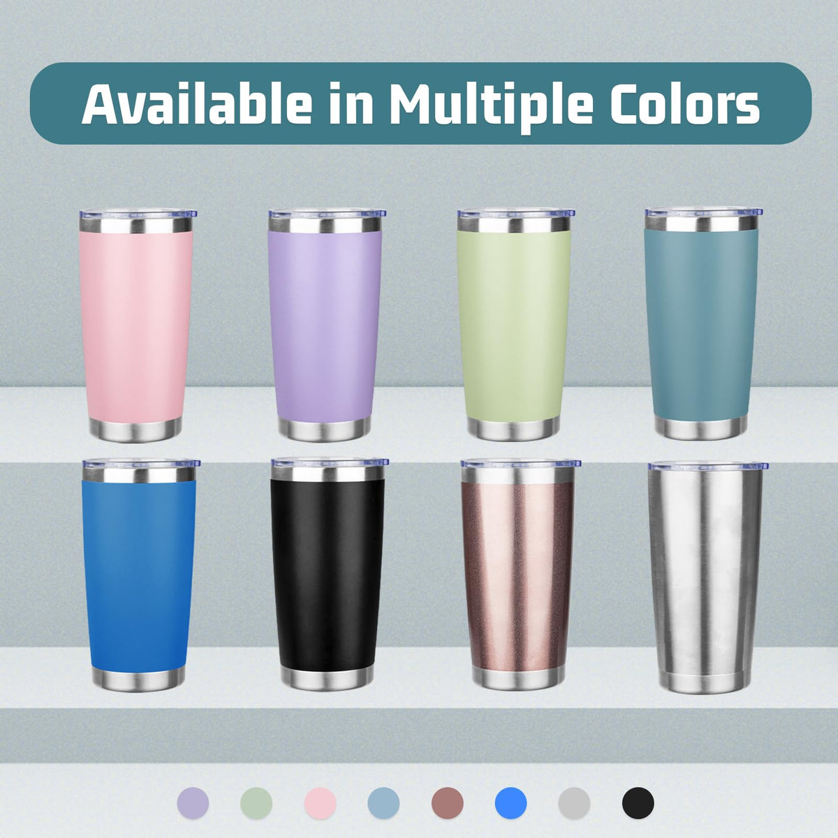 20 oz Stainless Steel Insulated Tumbler with Lids and Straws S765820