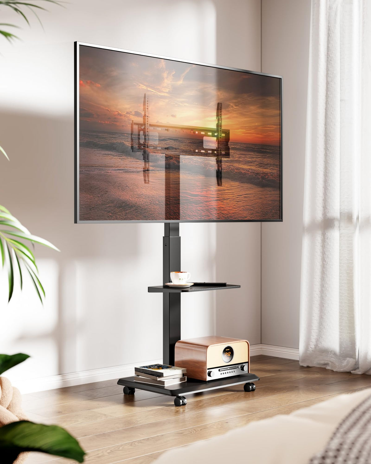 Rolling TV Stand with Power Outlet for 32-75 inch TVs G2203