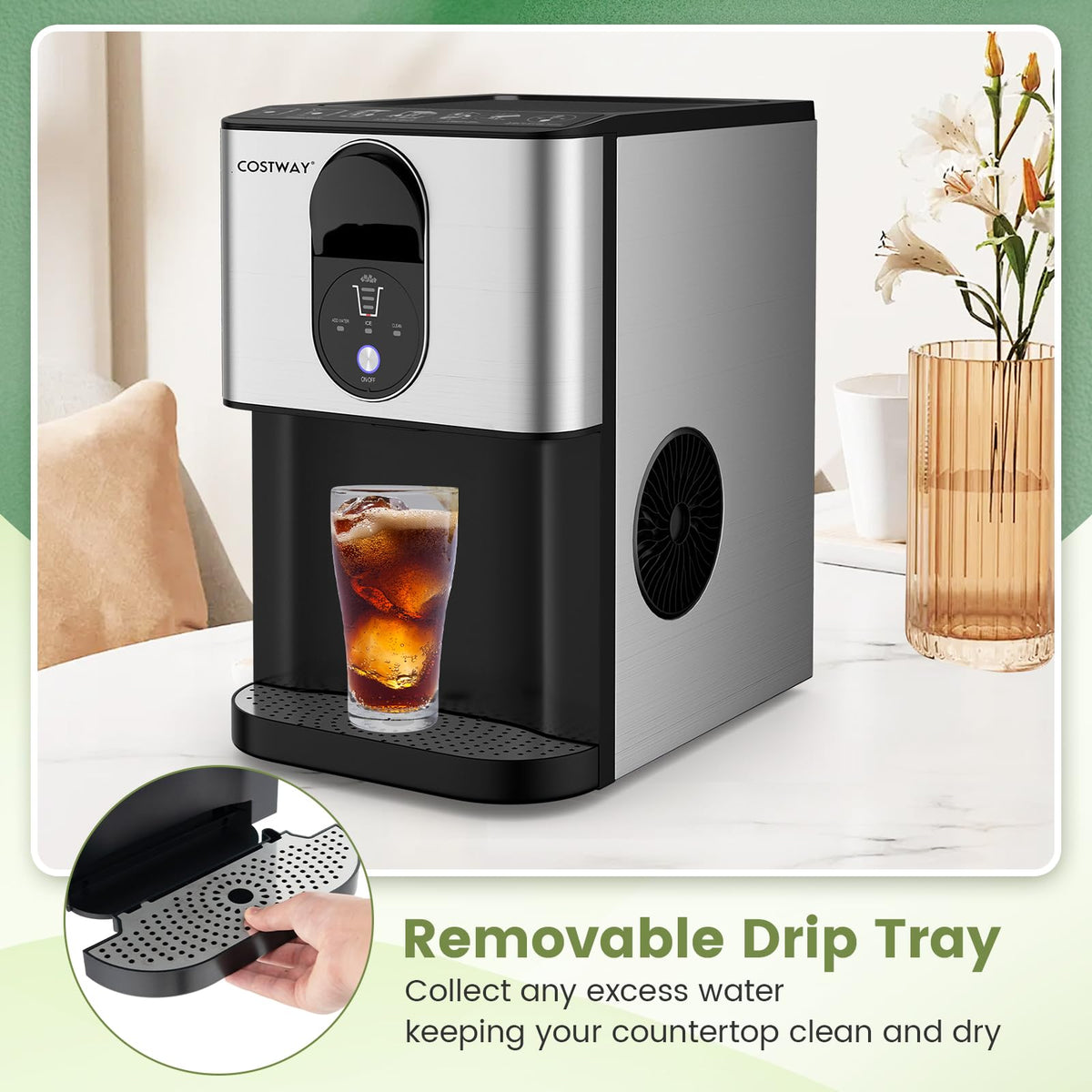 Self Dispensing Nugget Ice Maker Countertop 56Lbs/24H F28092