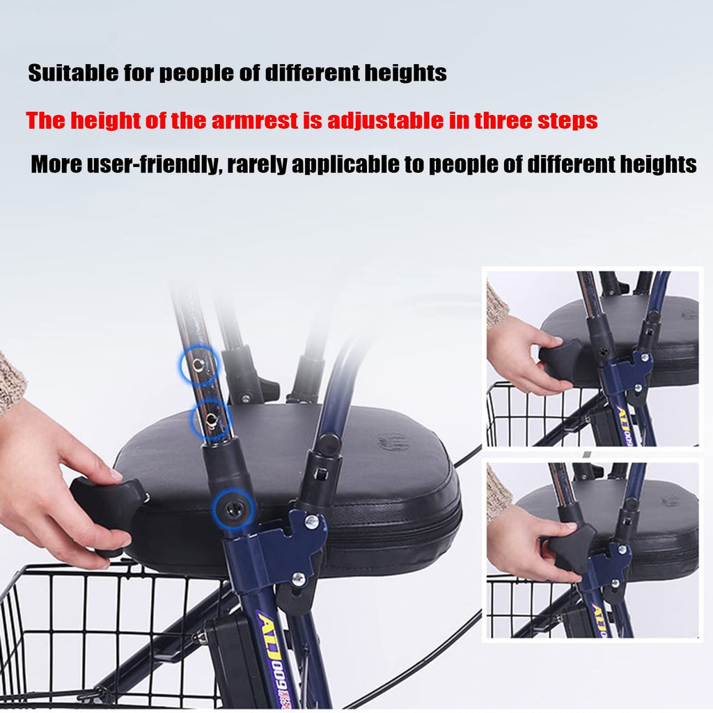 Upright Folding Rollator Walker with Seat F49549