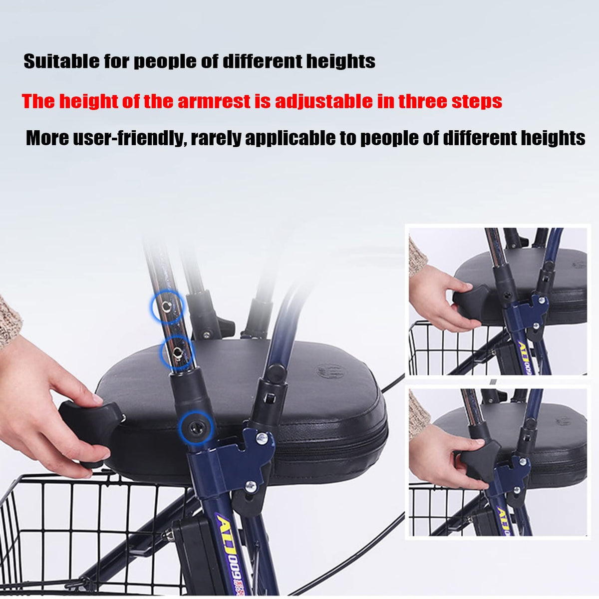Upright Folding Rollator Walker with Seat F49549