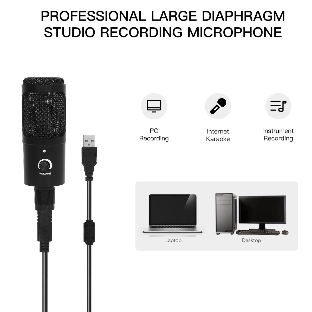 USB Condenser Microphone Kit with Scissor Arm, Shock Mount and Pop Filter L1379