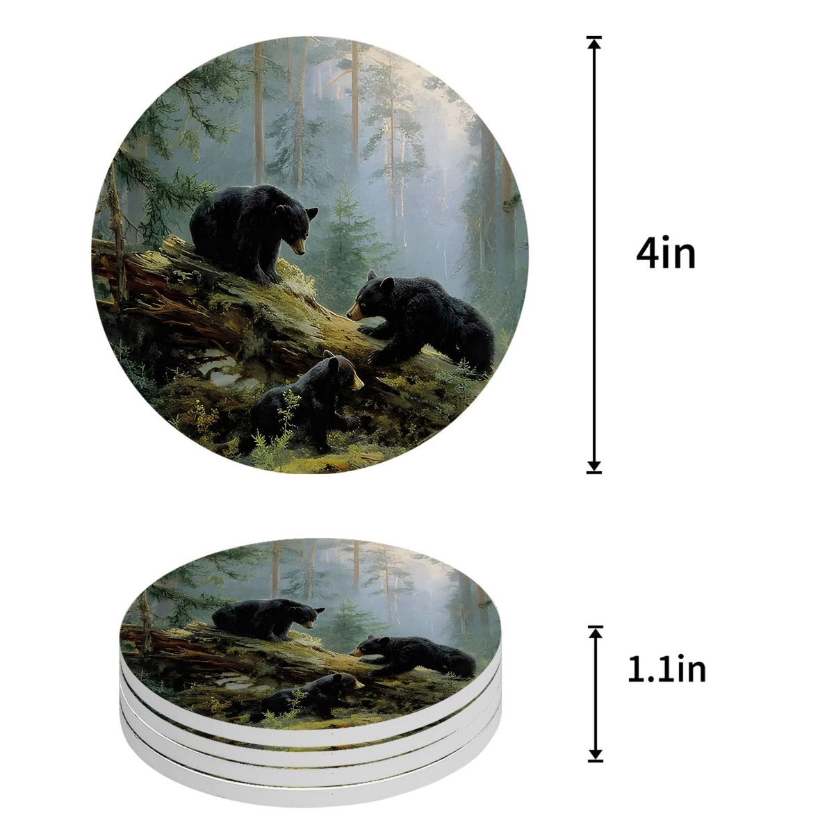Set of 8 Absorbent Ceramic Coasters with Cork Base U1752
