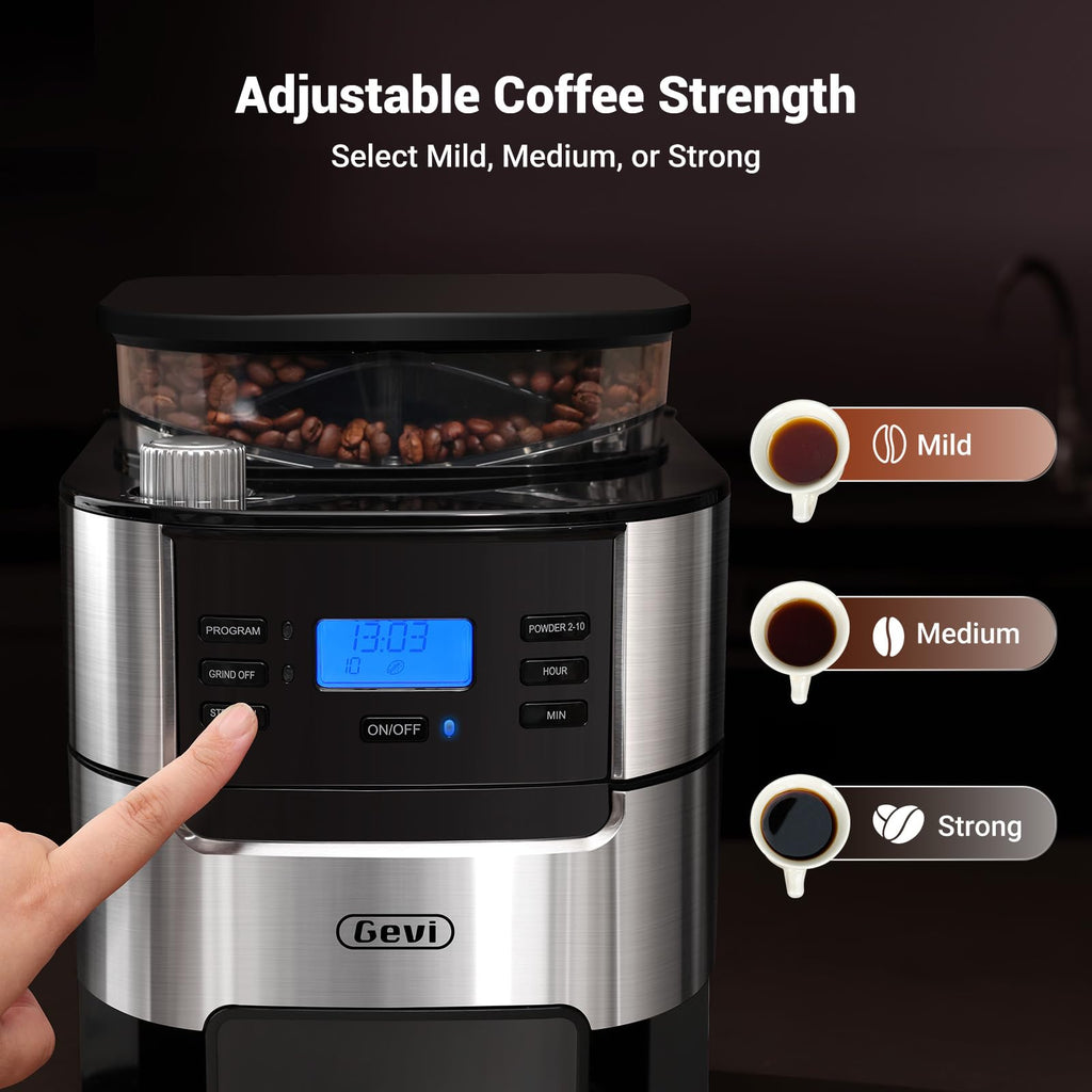 10-Cup Drip Coffee Maker with Built-In Burr Grinder O729