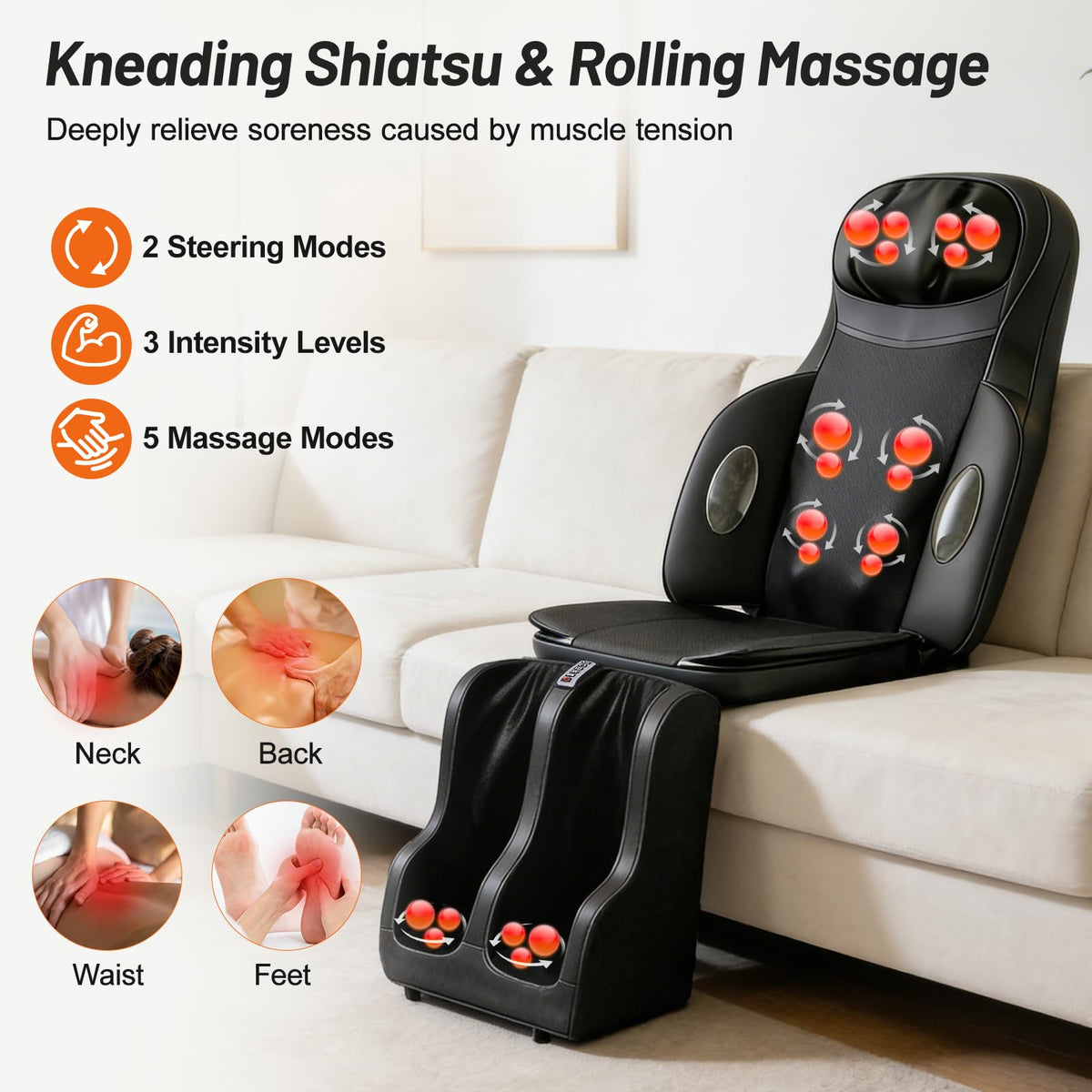 Full Body Massage Chair Pad with Neck Back Foot Shiatsu M297