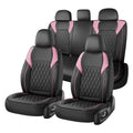 Black Pink Faux Leather Car Seat Covers Full Set L5466