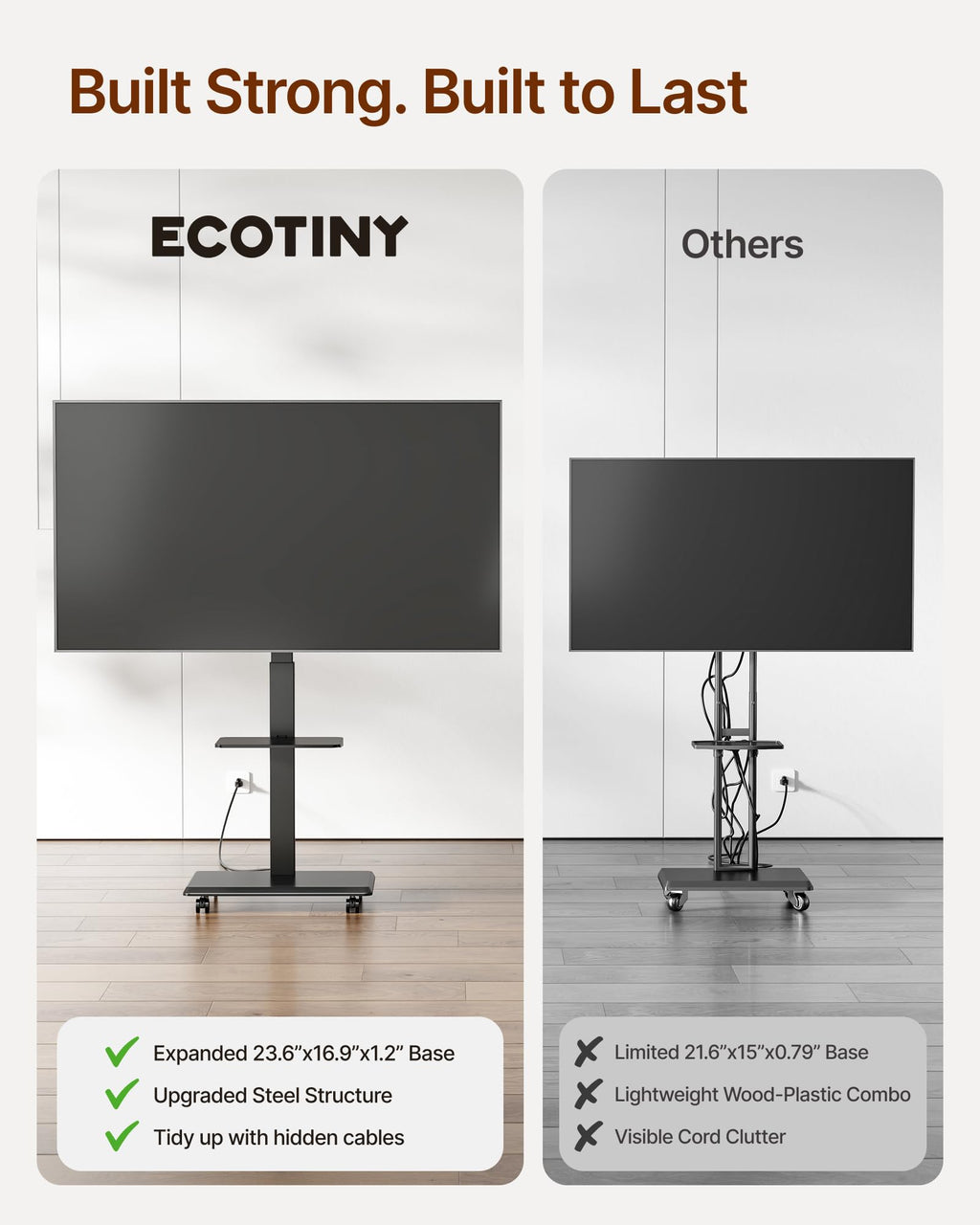 Rolling TV Stand with Power Outlet for 32-75 inch TVs G2203
