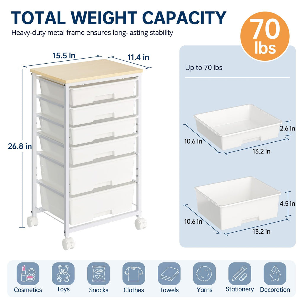 Rolling Storage Cart with 6 Drawers C2744
