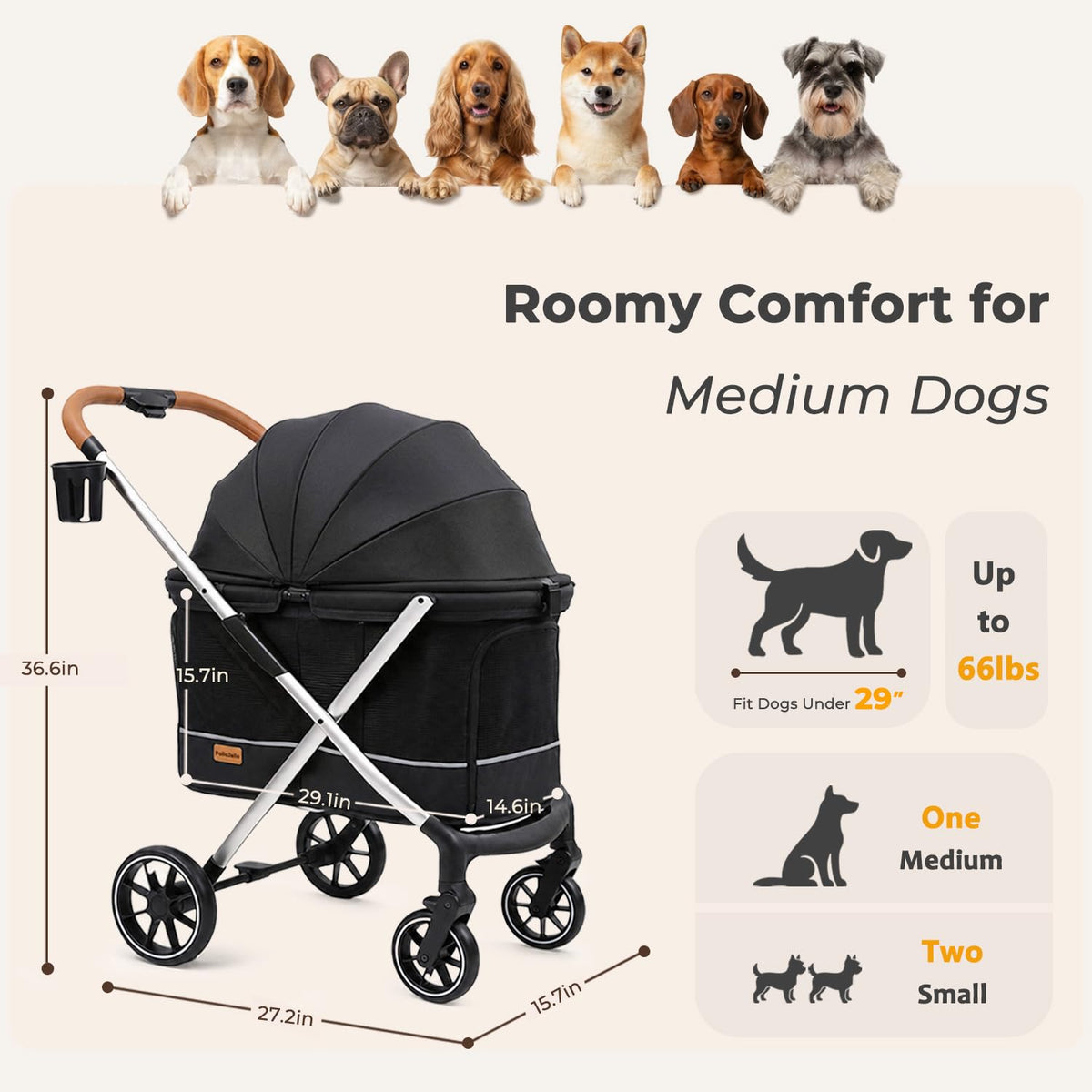 Lightweight Aluminum Dog Stroller J2149