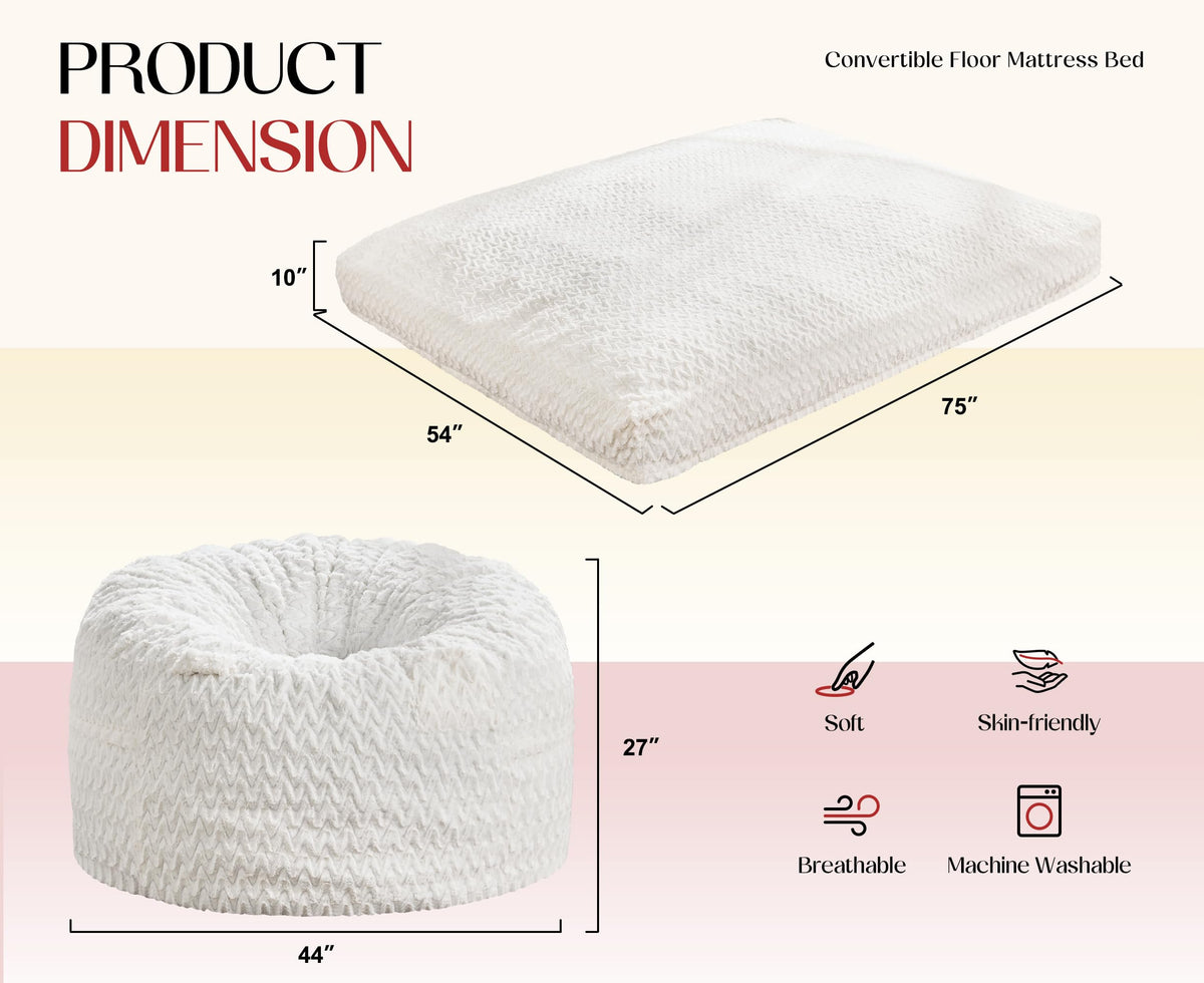 Bean Bag Chair Convertible 3 in 1 Washable Giant R6966