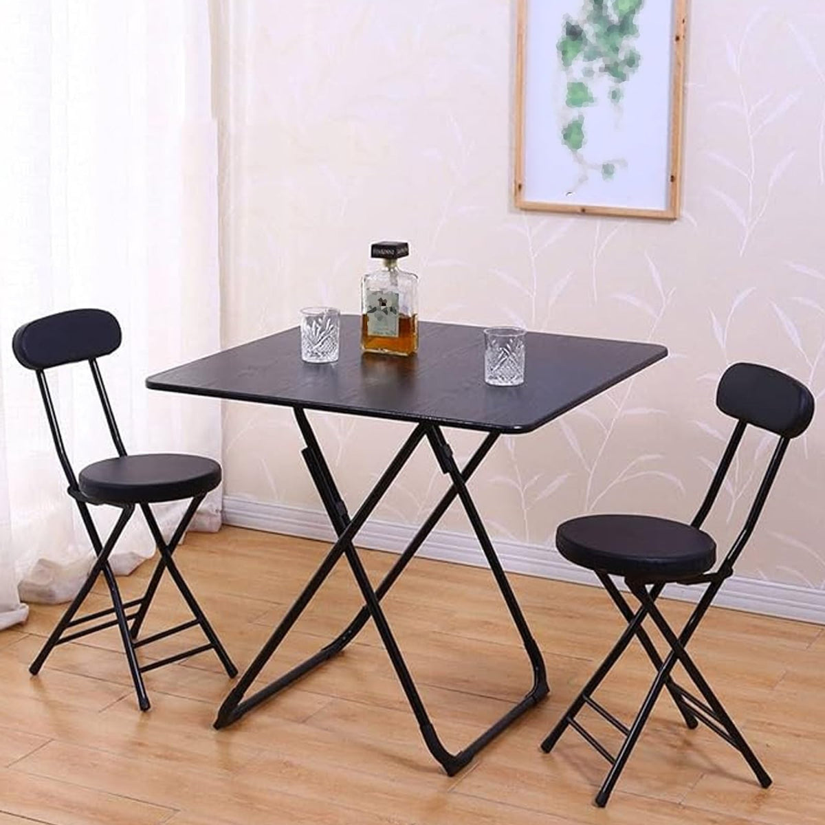 Black Folding Chairs with Cushion 2 Pack Z120