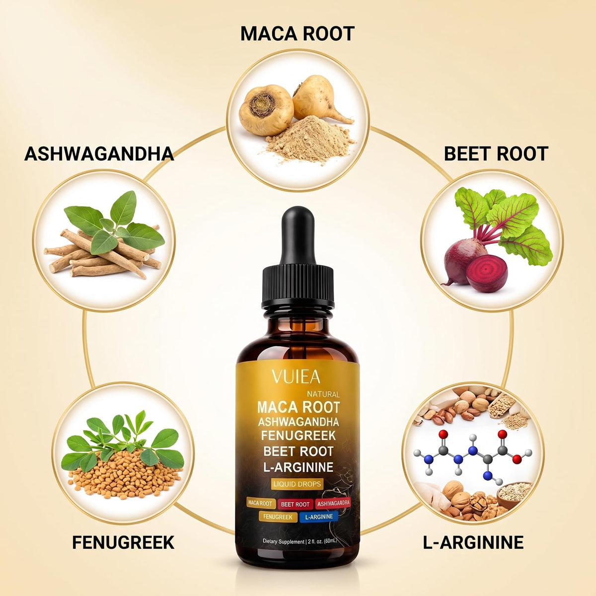 Liquid Maca Root Supplement with Ashwagandha, Fenugreek & Beet Root O9691