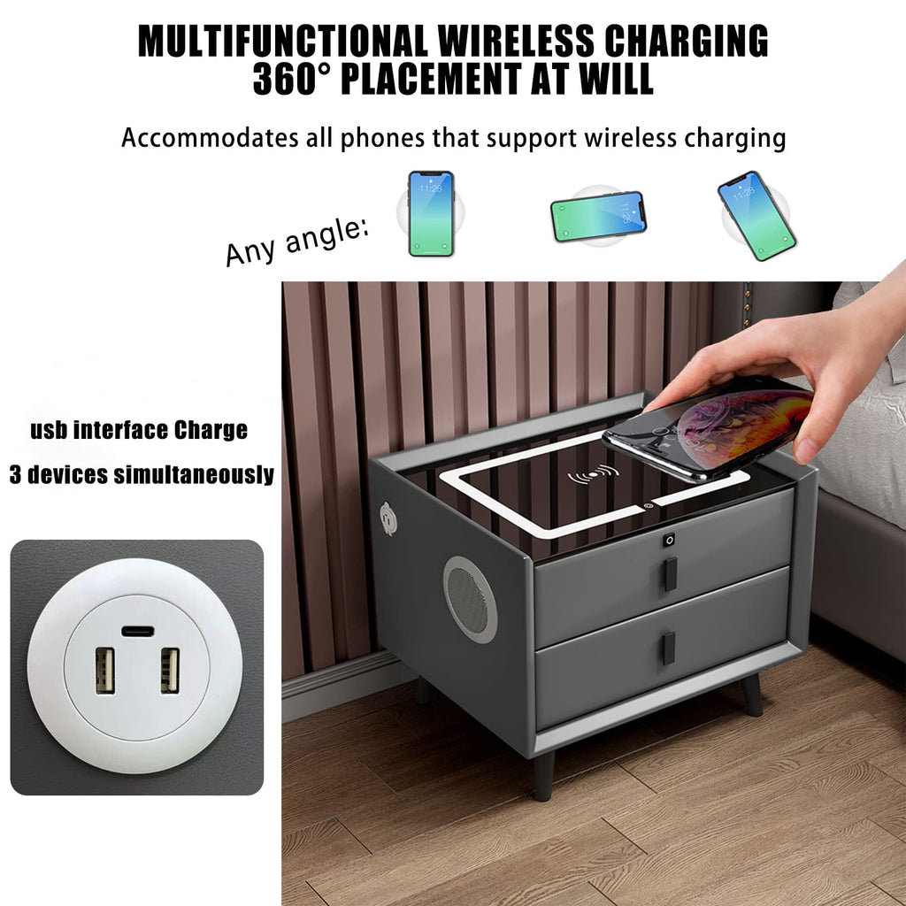 White 3 Drawer Nightstand with Charging Station I532900