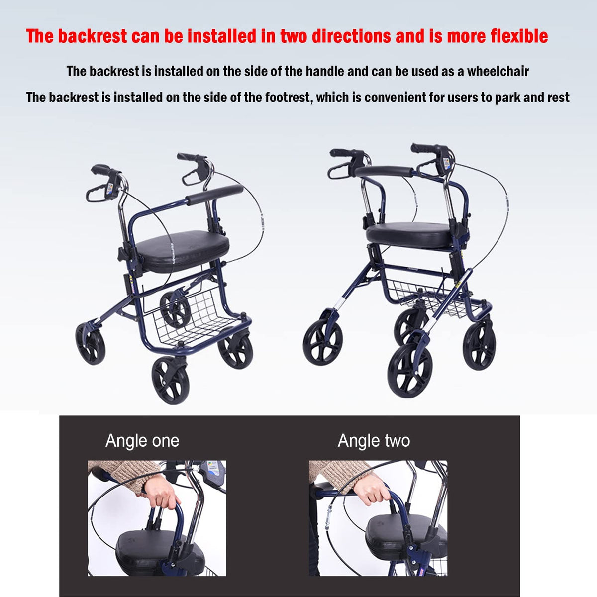 Upright Folding Rollator Walker with Seat F49549