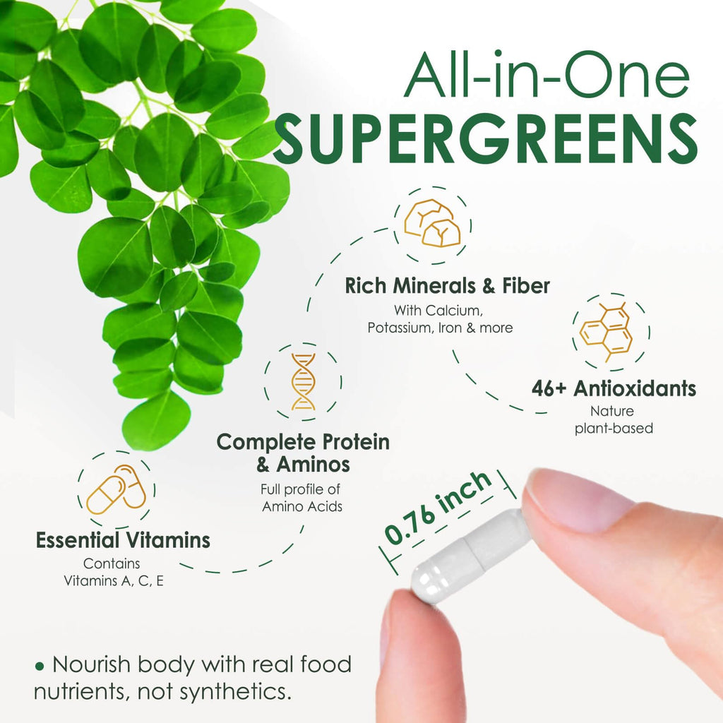Pure Moringa Oleifera 1000mg Capsules, 120 Count C1181