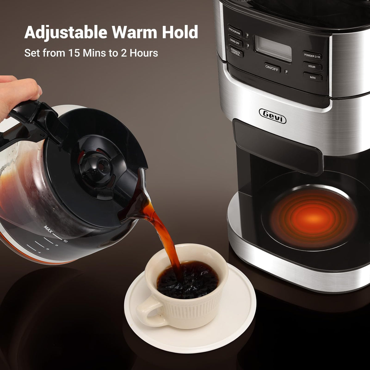 10-Cup Drip Coffee Maker with Built-In Burr Grinder O729