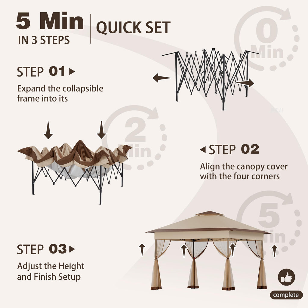 11x11 Pop Up Gazebo with Mosquito Netting G8105
