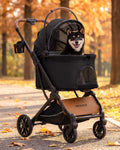 Foldable Pet Stroller with Detachable Carrier, Midnight Black D2450