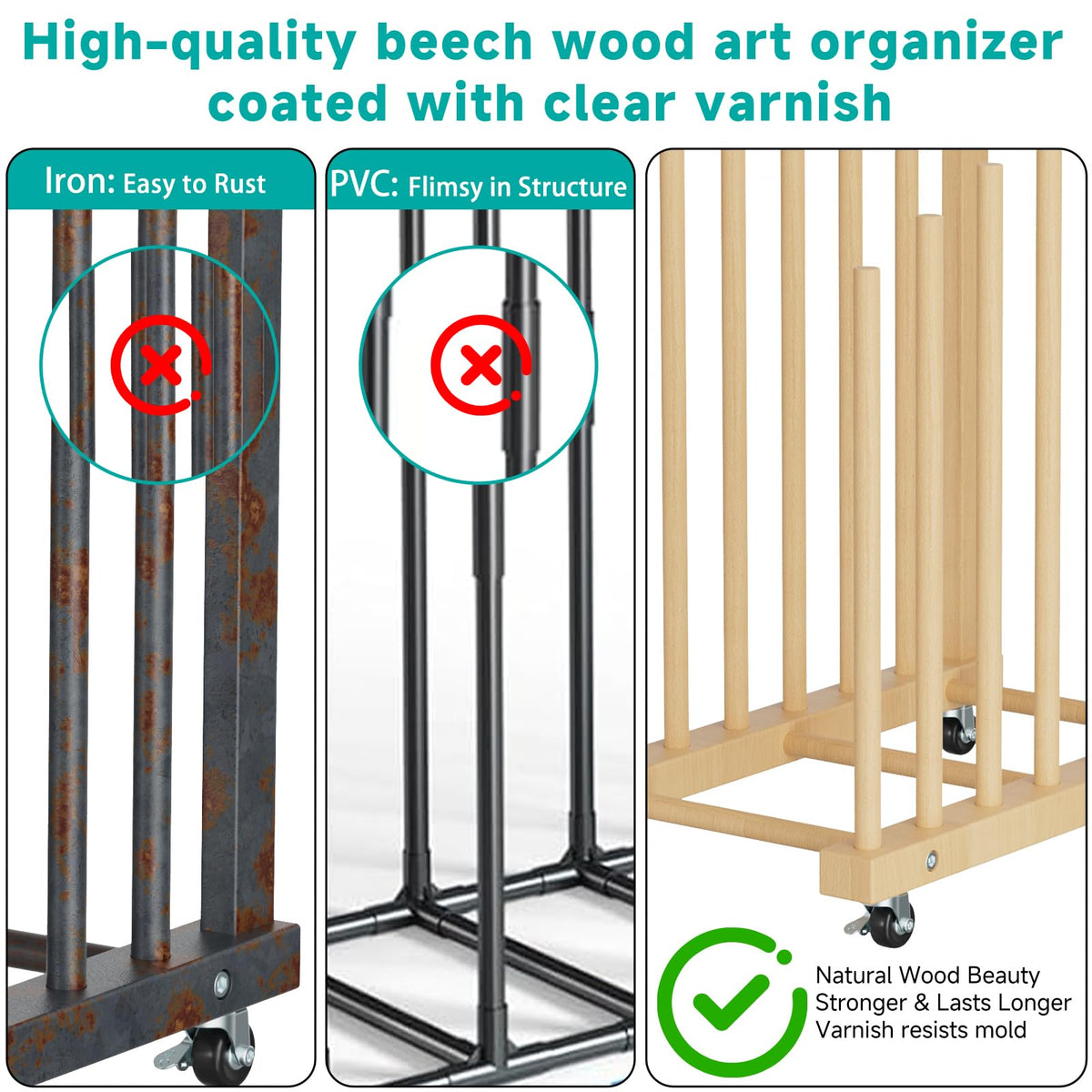 Canvas Storage Rack with Wheels and Handle P31339