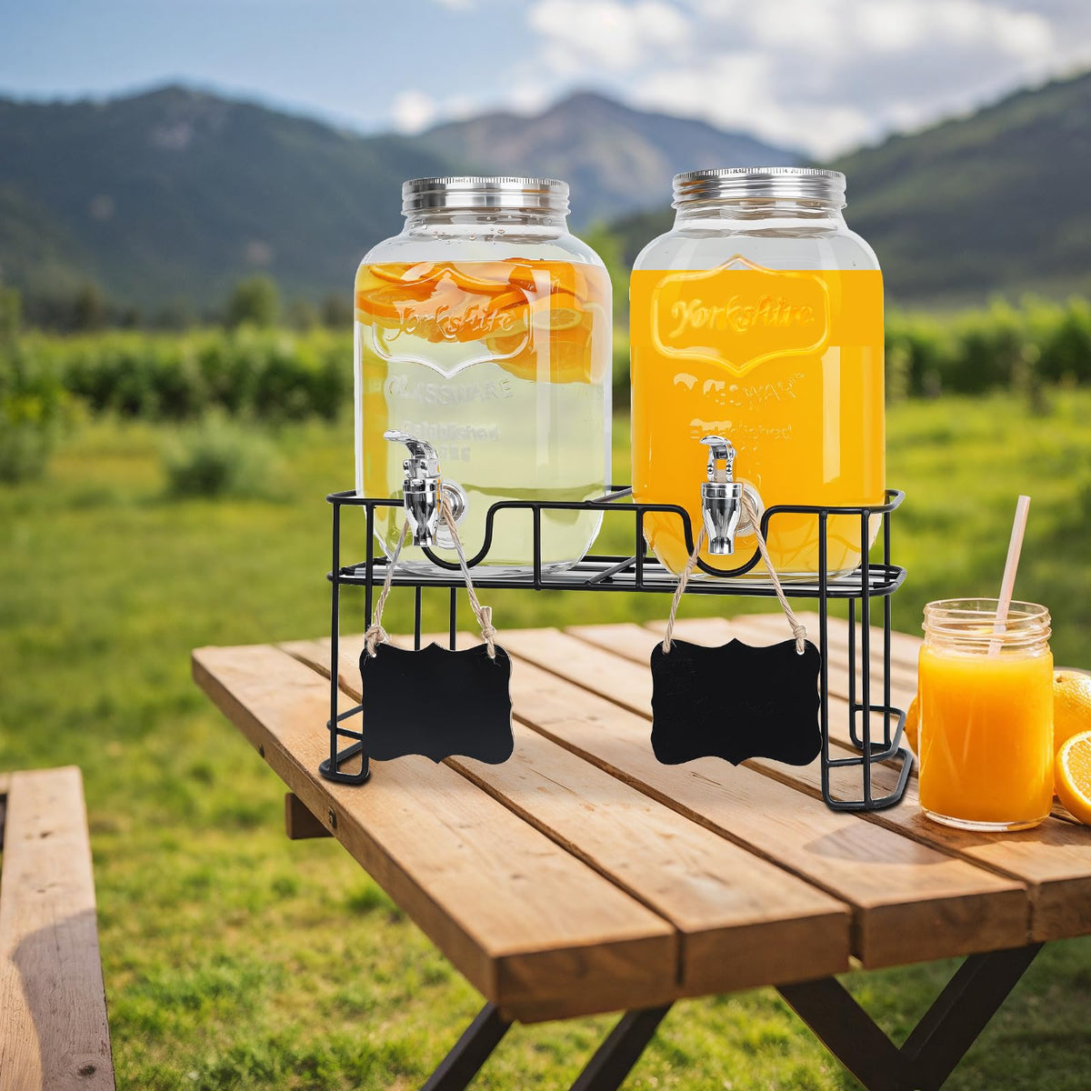2 Pack 1 Gallon Glass Drink Dispensers Q744
