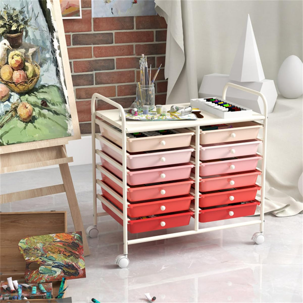 12 Drawer Rolling Storage Cart with Wheels E554027