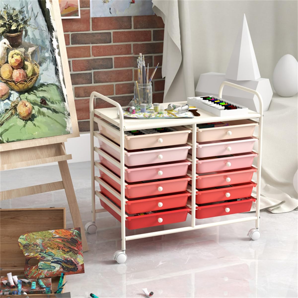 12 Drawer Rolling Storage Cart with Wheels E554027
