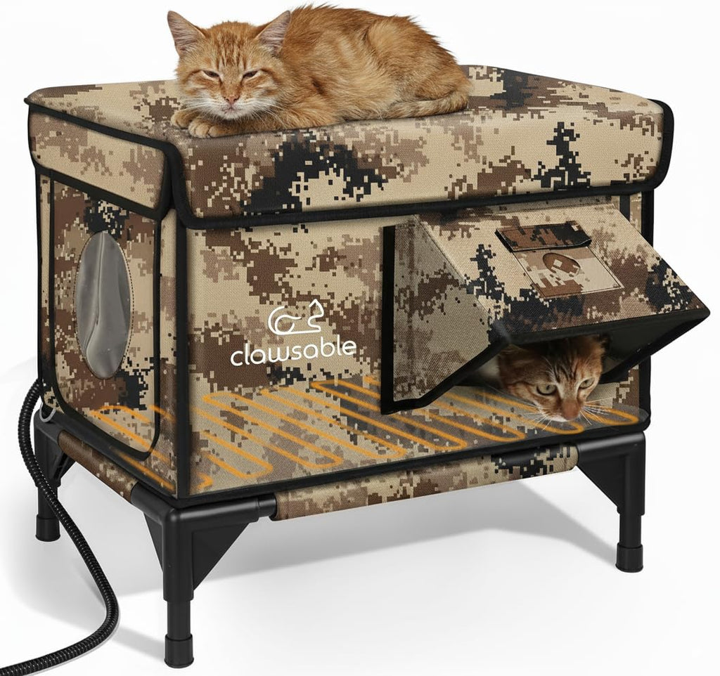 Heated Insulated Outdoor Cat Shelter with Escape Door D3658