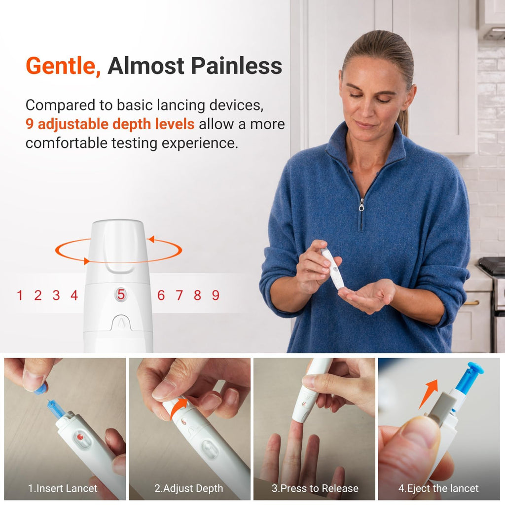 Wireless Smart Glucose Monitor Kit, 100 Strips & 100 Lancets T383