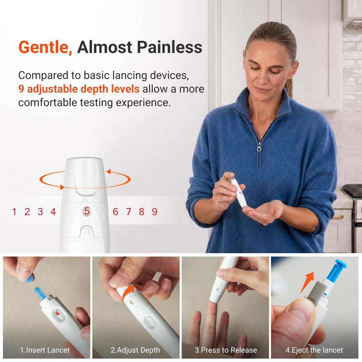 Wireless Smart Glucose Monitor Kit, 100 Strips & 100 Lancets T383