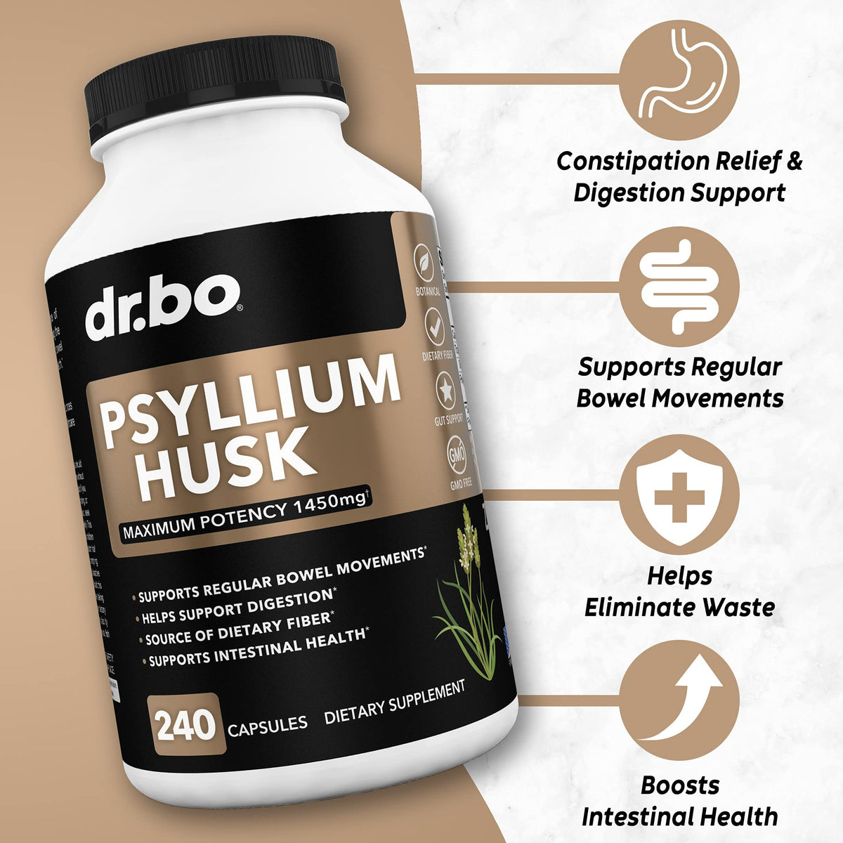 Psyllium Husk Capsule Fiber Supplement A194