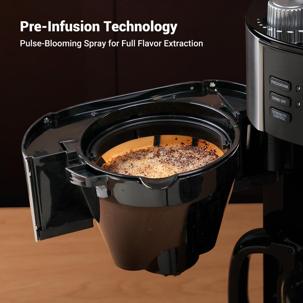 10-Cup Drip Coffee Maker with Built-In Burr Grinder O729