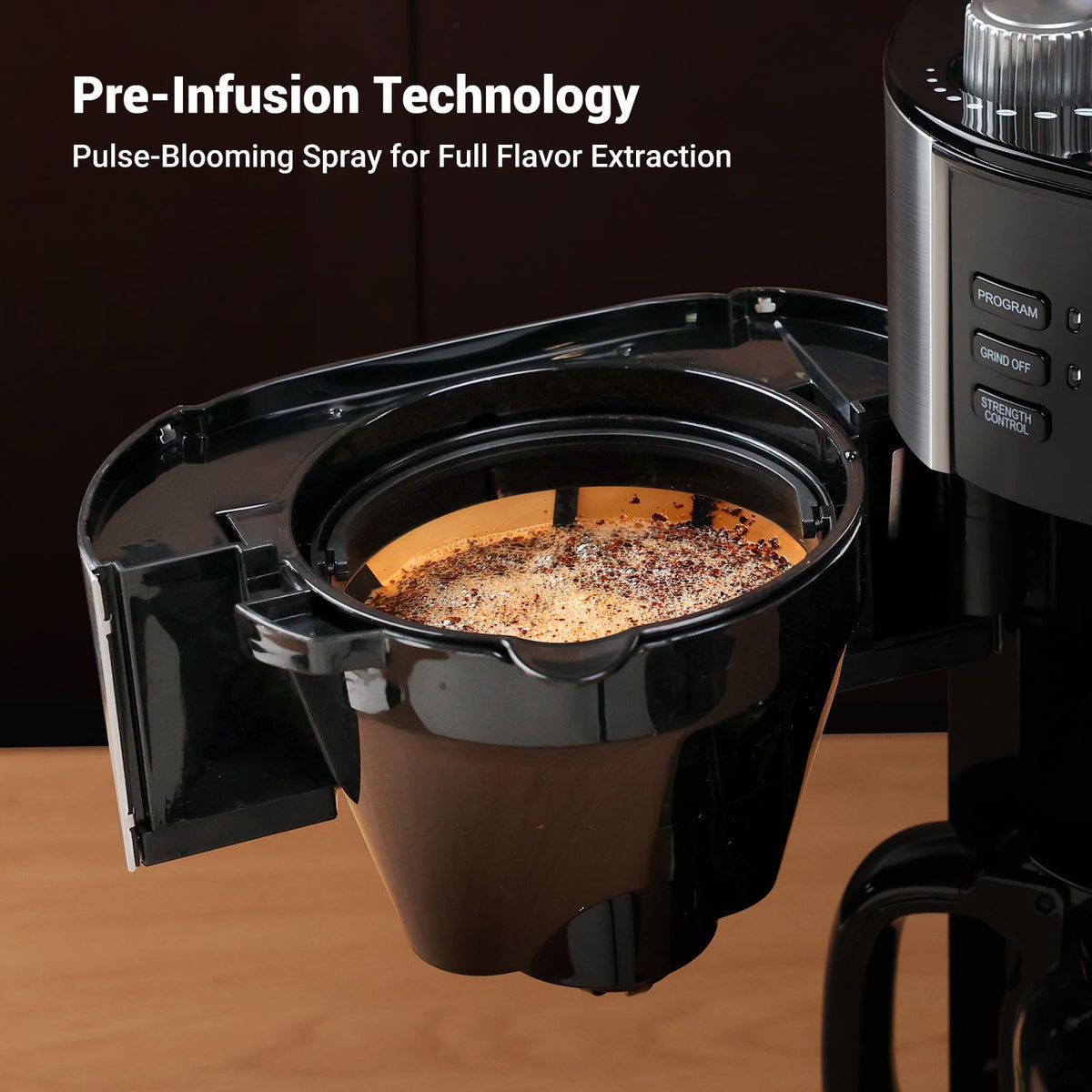 10-Cup Drip Coffee Maker with Built-In Burr Grinder O729