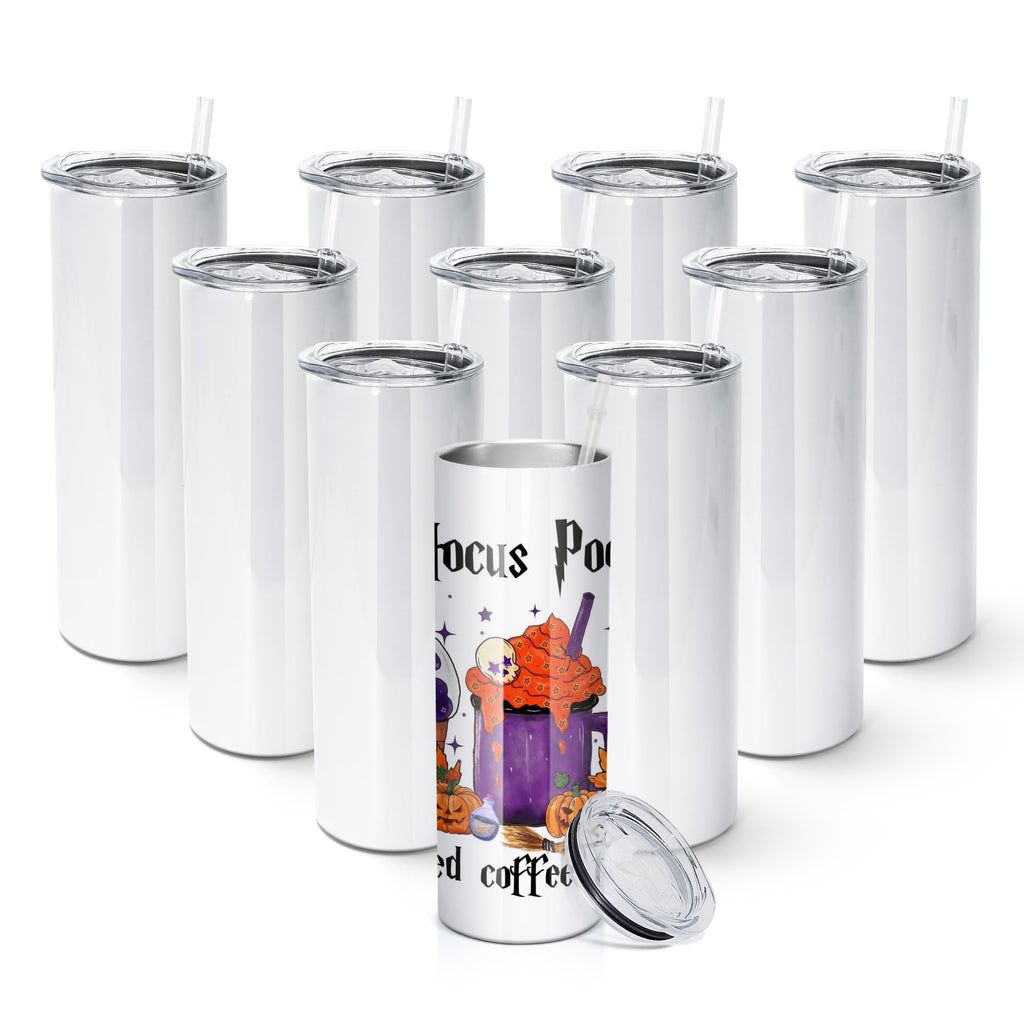 10 Pack 20 OZ Stainless Steel Insulated Tumblers with Straw L6679