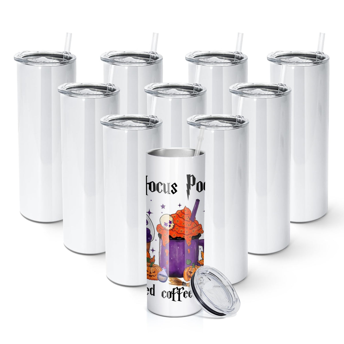 10 Pack 20 OZ Stainless Steel Insulated Tumblers with Straw L6679