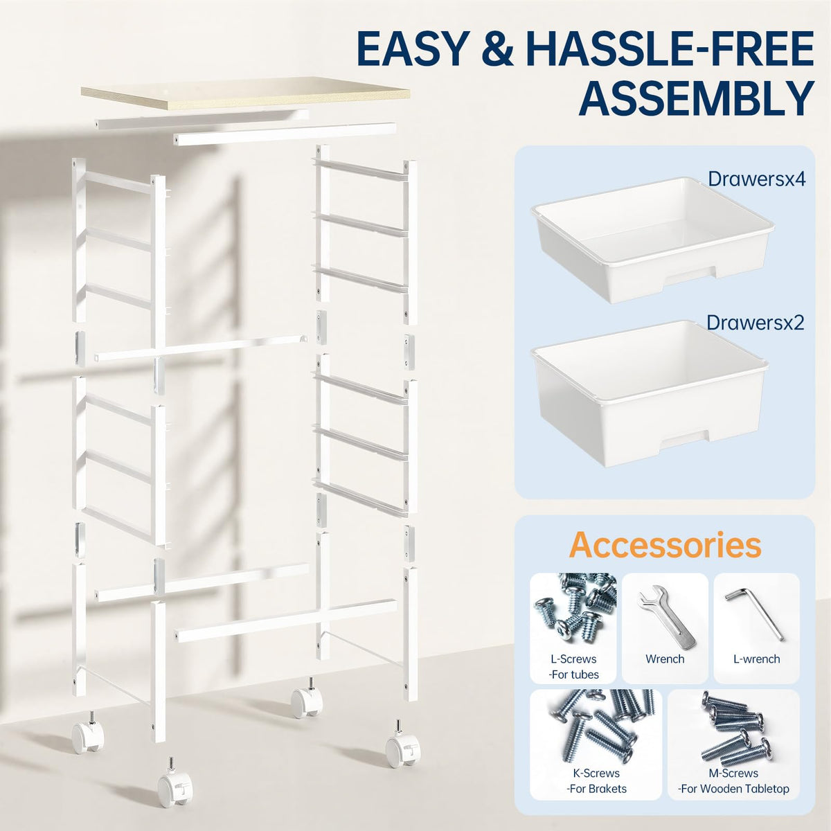 Rolling Storage Cart with 6 Drawers C2744