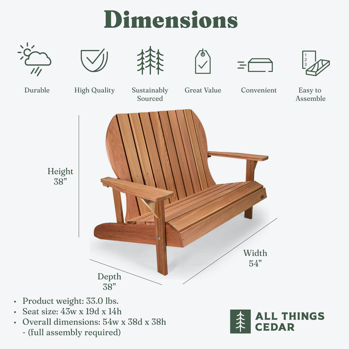 Adirondack Loveseat with Curved Armrests J974530