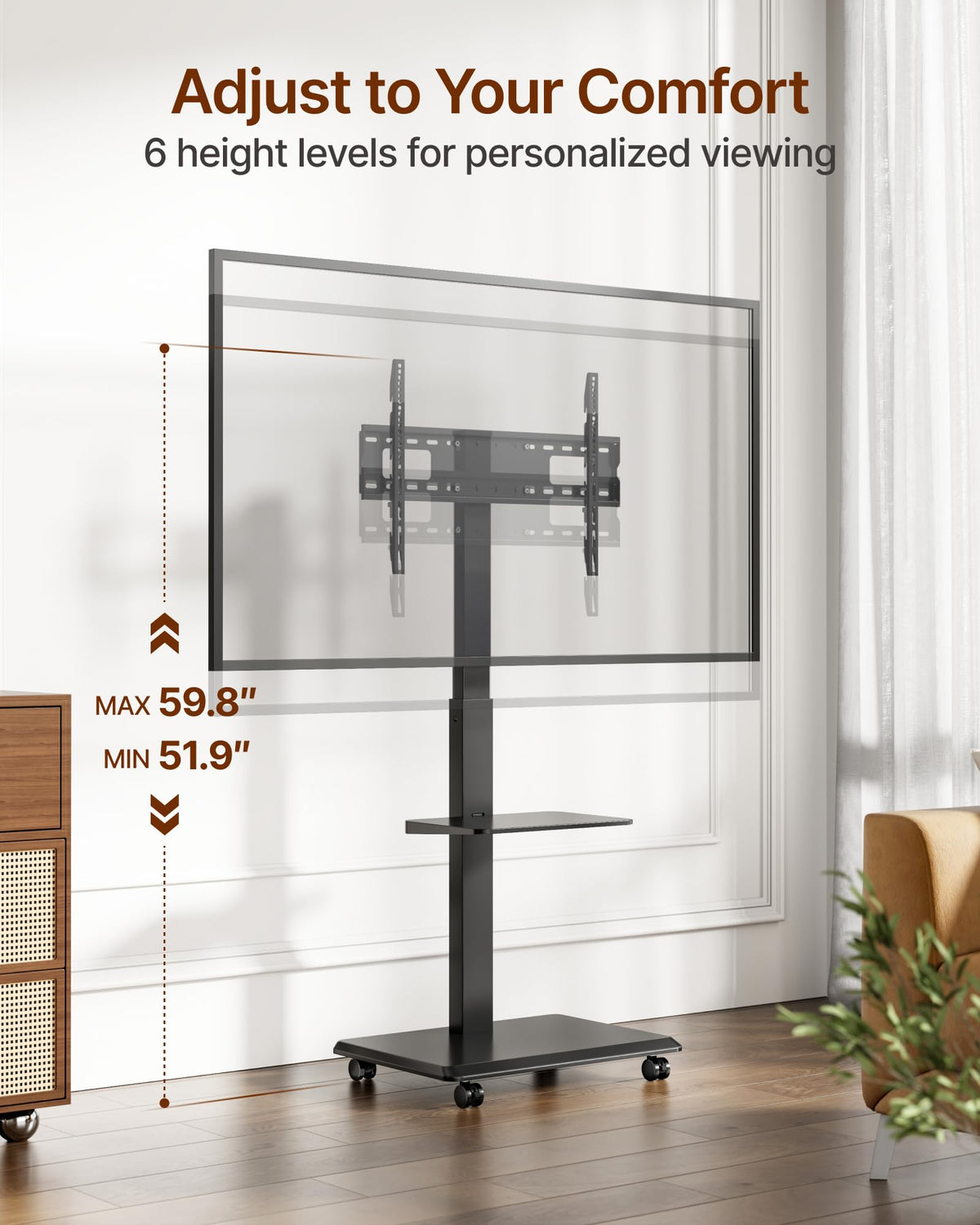 Rolling TV Stand with Power Outlet for 32-75 inch TVs G2203