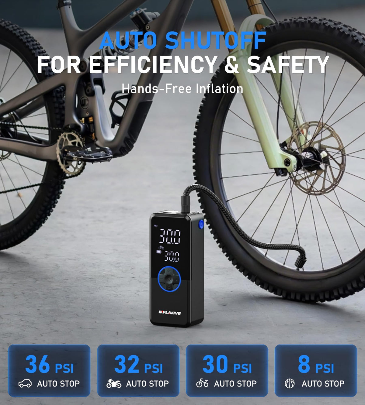 Portable Cordless Tire Inflator Air Compressor with Digital Gauge F70037
