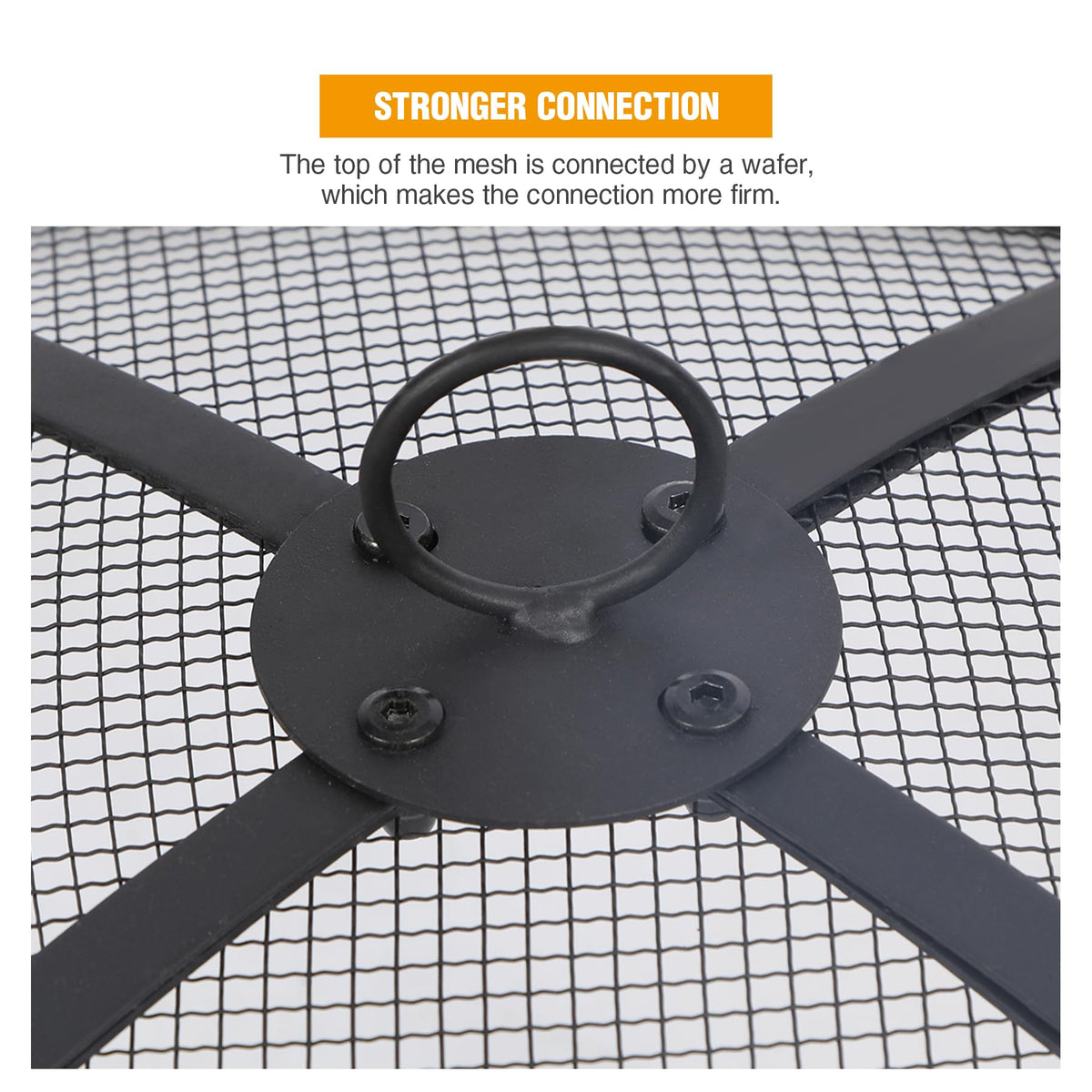 30 Inch Round Metal Fire Pit Spark Screen with Handle & Poker N204