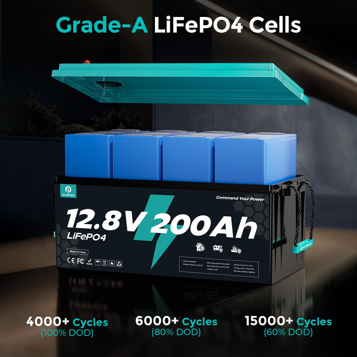 12V 200Ah LiFePO4 Battery W1605