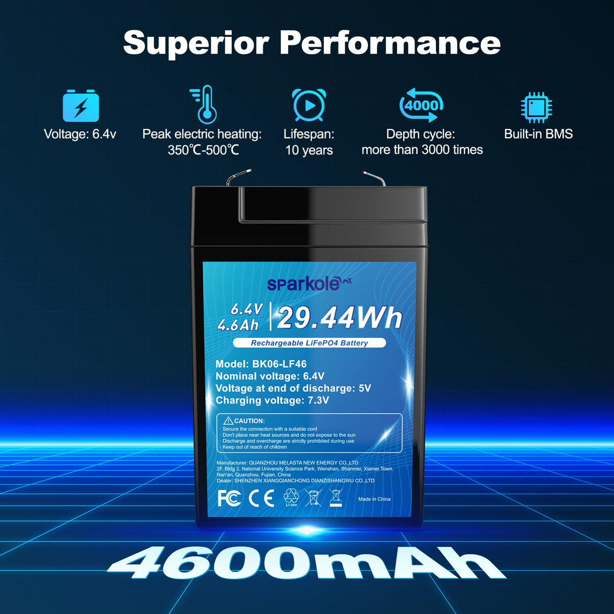 6.4V 4.6Ah LiFePO4 Battery T72255