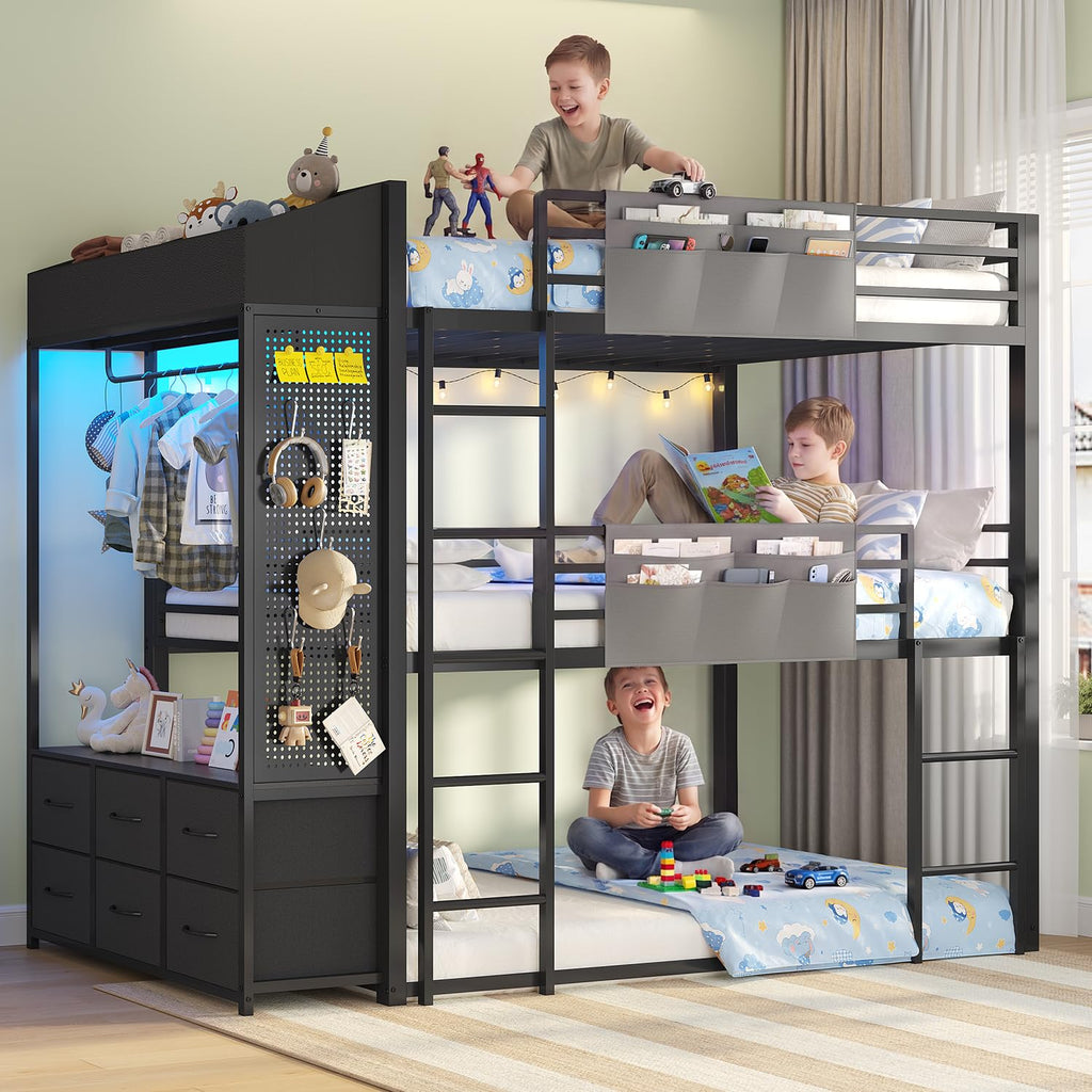 Triple Bunk Bed with 6 Storage Drawers O17388