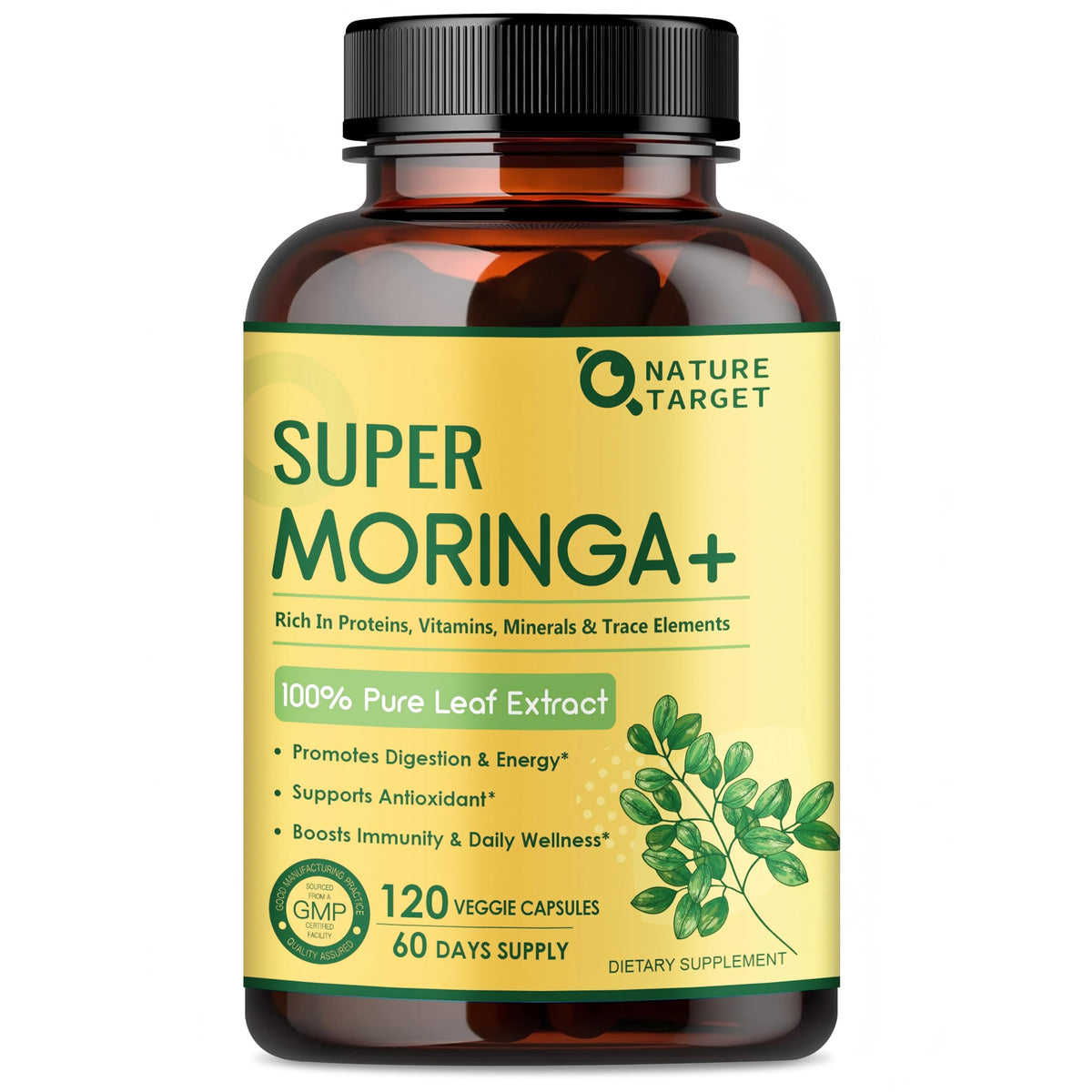 Pure Moringa Oleifera 1000mg Capsules, 120 Count C1181