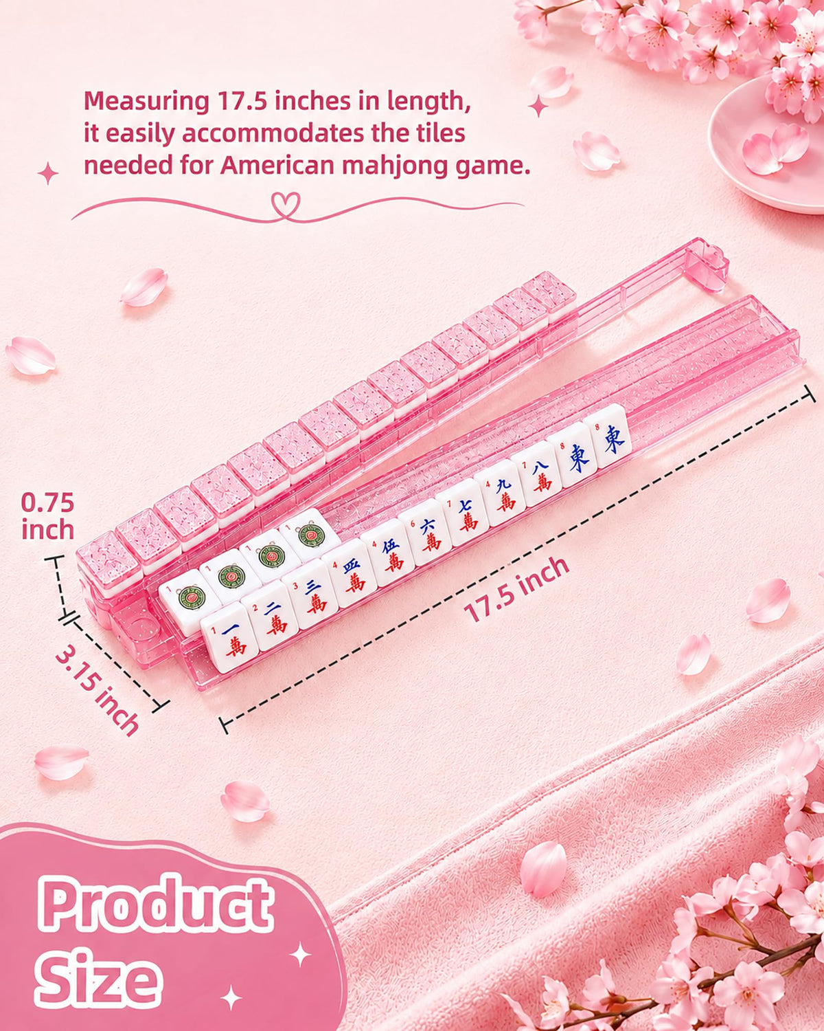 Pink Glitter Acrylic Mahjong Racks with Pushers Set of 4 F9773