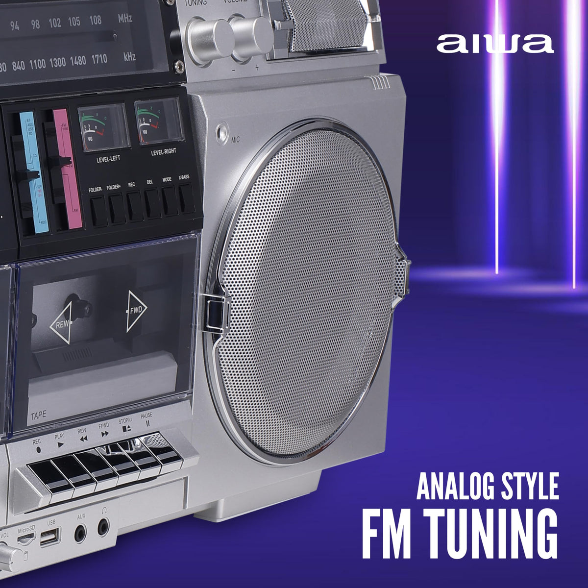 Retro Boombox CD Player with Cassette Recording, Bluetooth, FM/AM Radio, USB/SD/AUX Inputs, Dual 40W Speakers L239