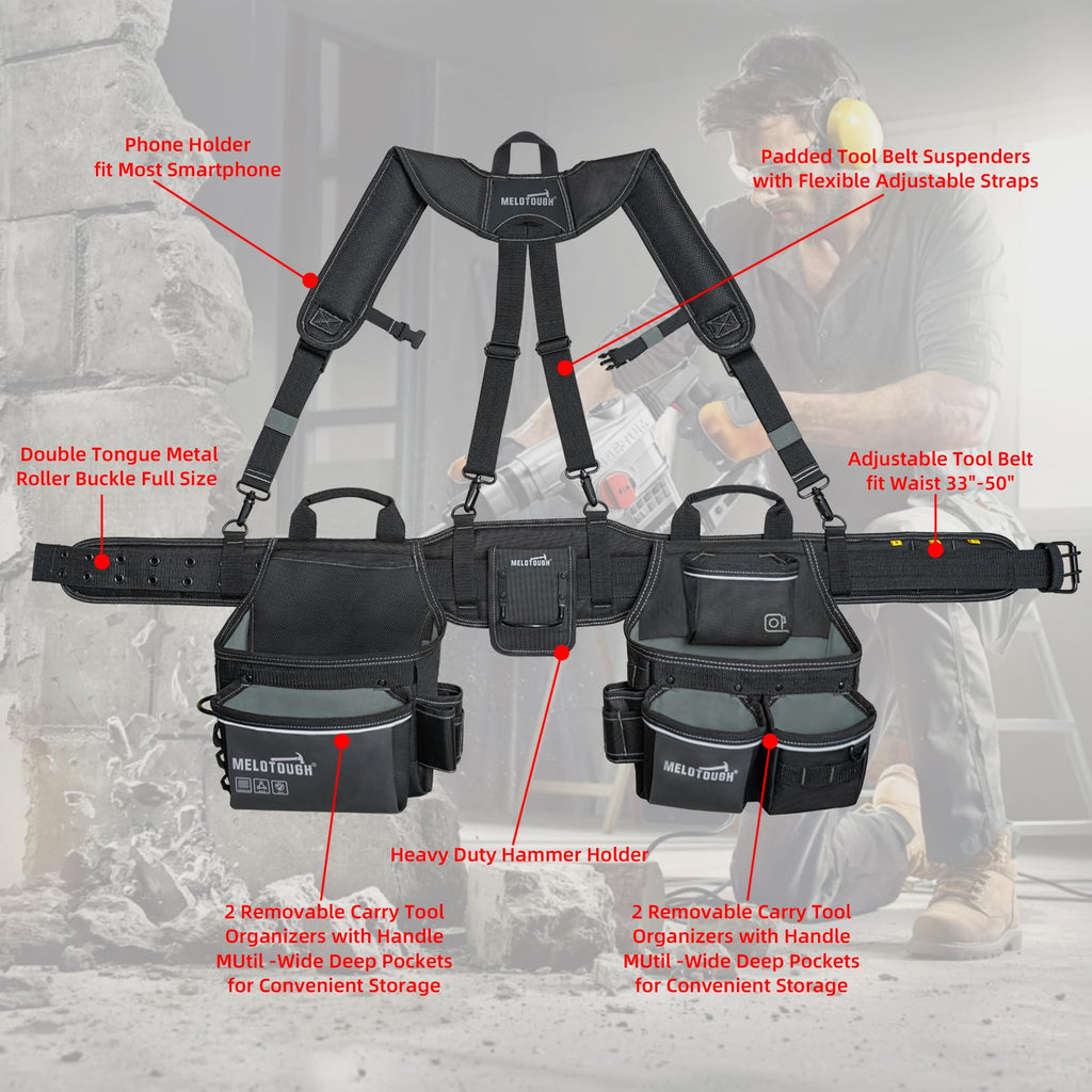 Tool Belt with Suspenders 32 Pockets 34"-48" Waist P214652