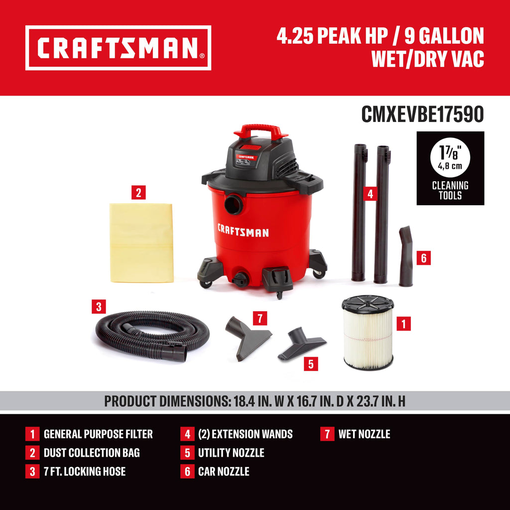 9 Gallon Wet Dry Shop Vacuum M9497