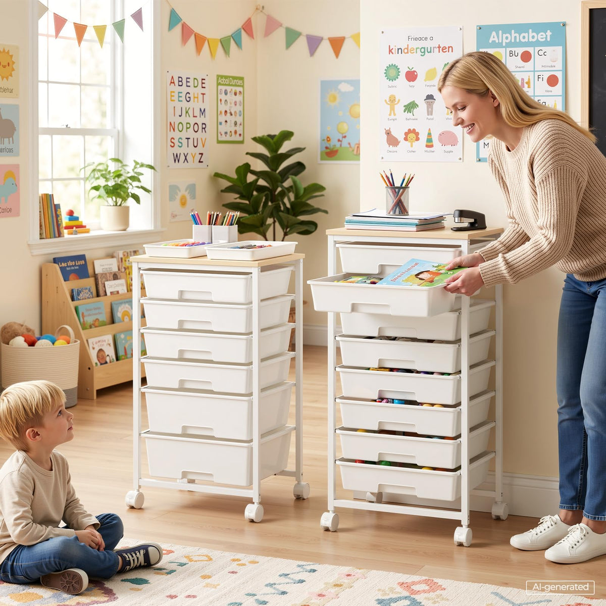 Rolling Storage Cart with 6 Drawers C2744
