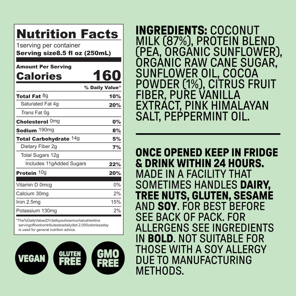 Mint Chocolate Milk, Dairy Free, 10g Protein, 8.5 fl oz, 12 Pack X861