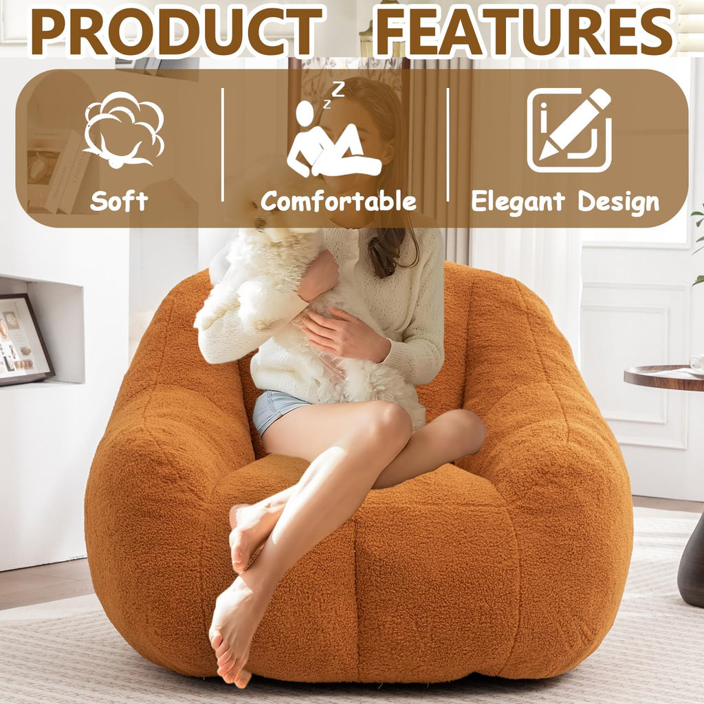 Faux Fur Oversized Bean Bag Chairs with Filler H1920